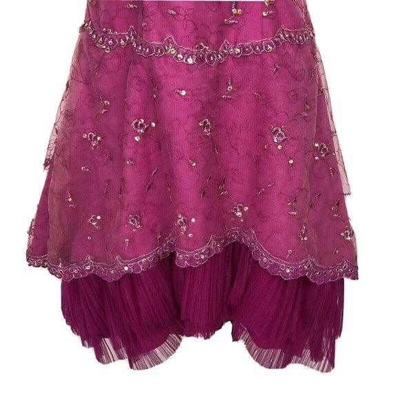 Formal Dress Posh Precious Womens 4 Magenta Beads Junior Halter Convert Skirt - Picture 9 of 11